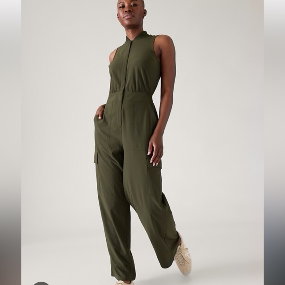 Athleta Brooklyn Utility Jumpsuit in Olive Green